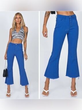 Princess Polly Faye Cropped Denim Jeans Blue